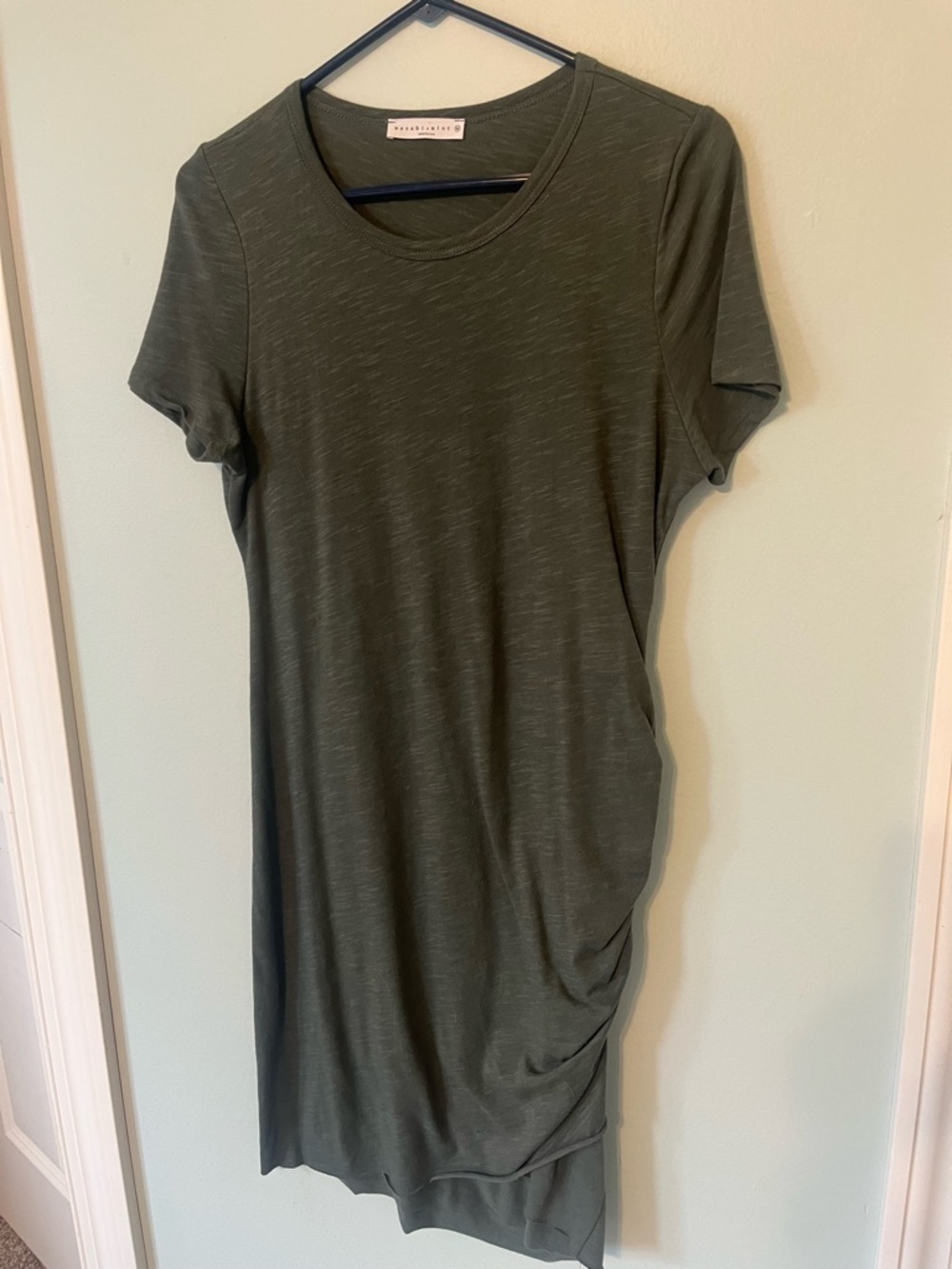 Wasabi + Mint Olive Green Midi T-Shirt Dress - Casual Tee Dress, size Medium